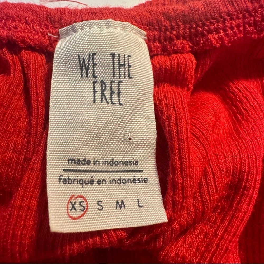 Free People Mint Julep Crop Top Cherry Red Ruffle Button Front XS Summer Beach - Picture 5 of 9